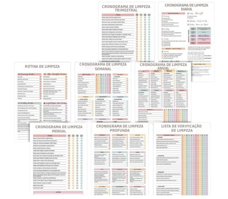 Páginas do planner em uso